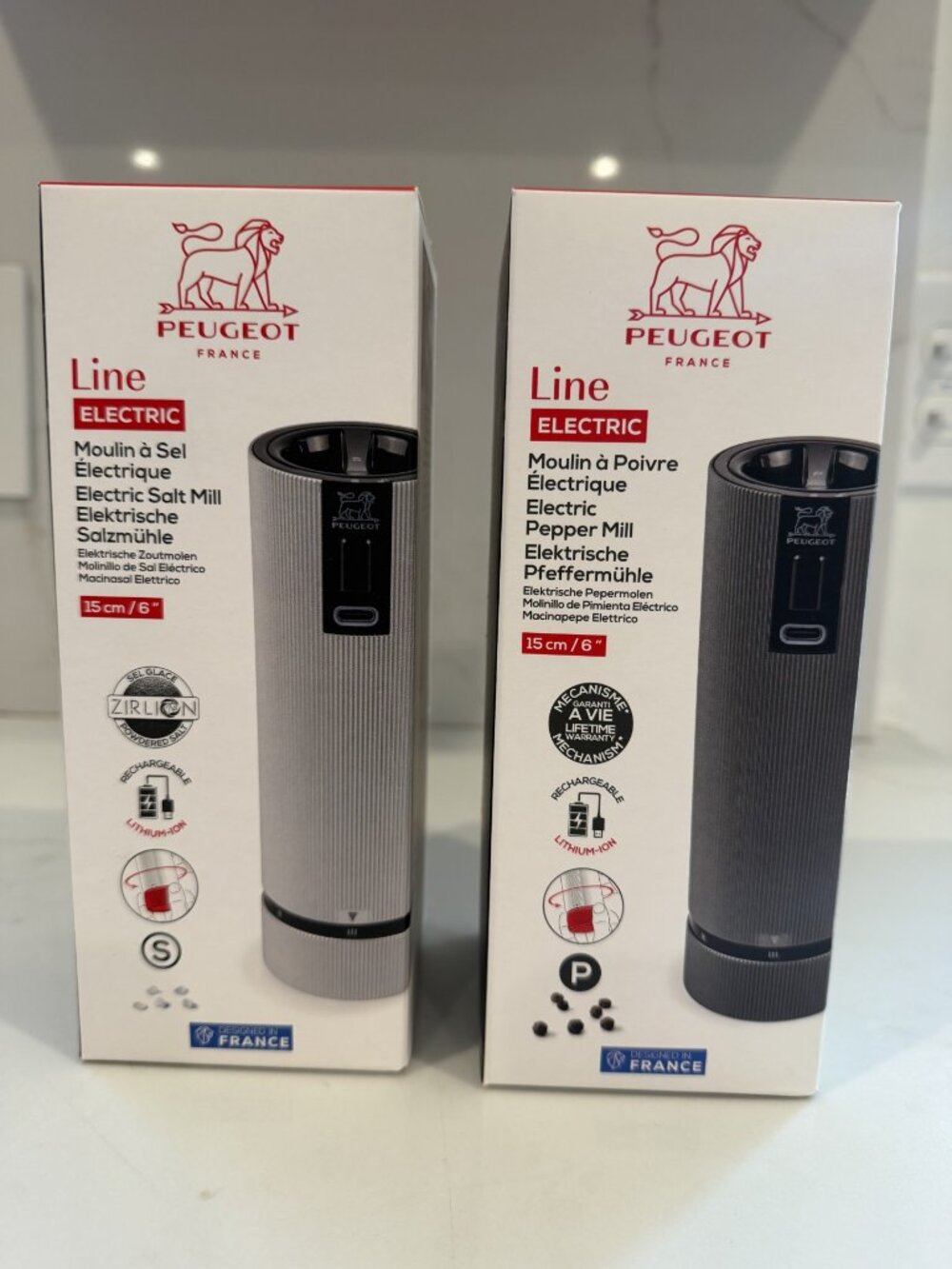 Peugeot Electric Salt and Pepper Mills, Brand New, In Boxes, 2026 model